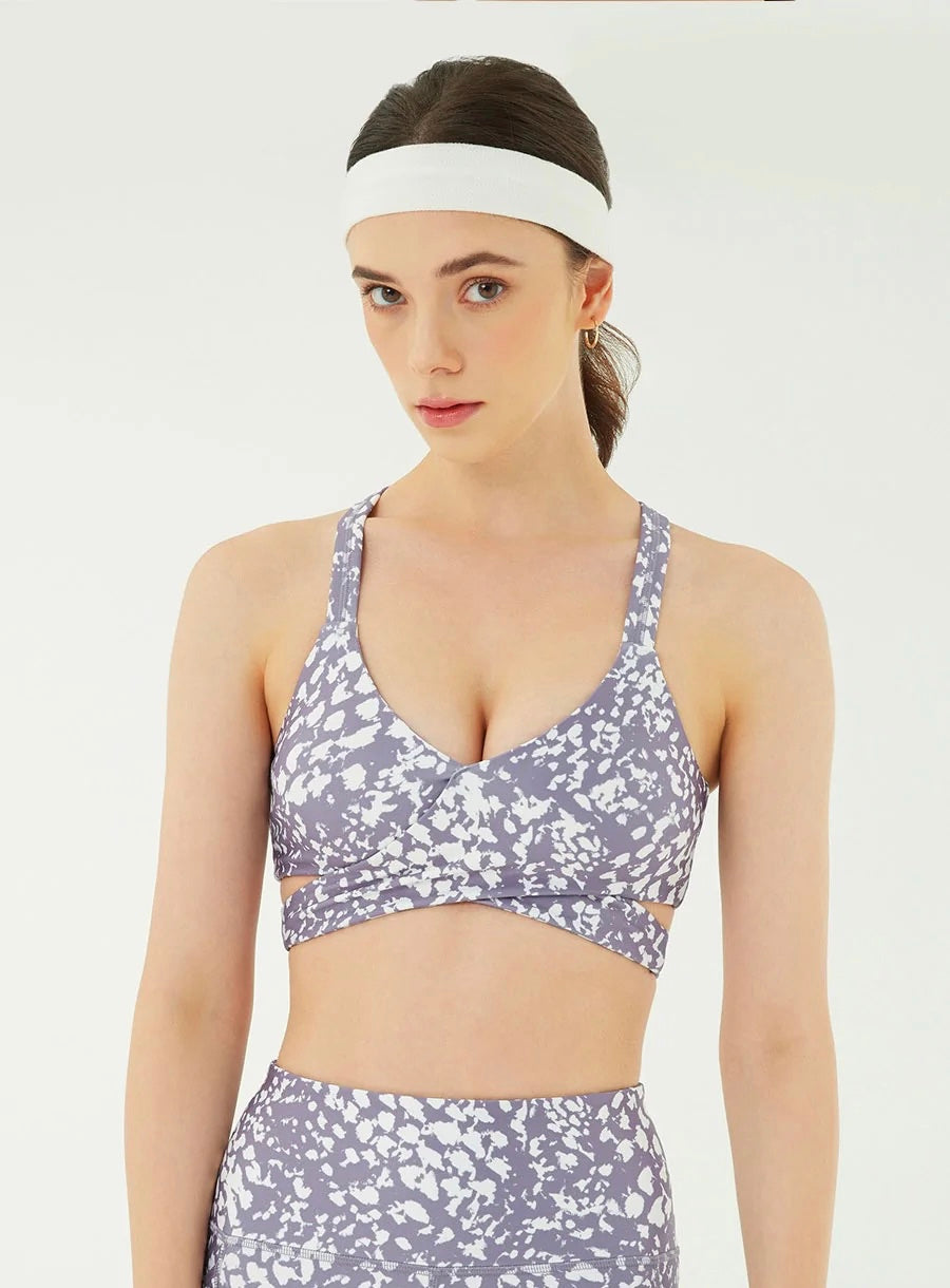 [泰國品牌 Wakingbee］WB Bra Print 交叉運動內衣 / Violet