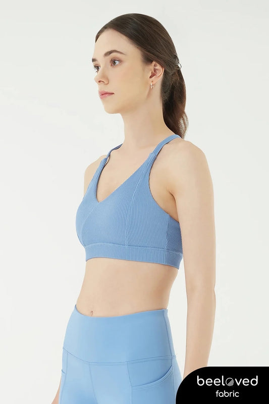 [泰國品牌 Wakingbee］Rib Bra 運動內衣 / Denim Blue