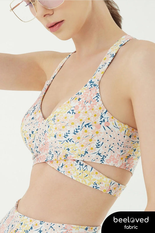 [泰國品牌 Wakingbee］WB Bra Print 交叉運動內衣 / Freesia